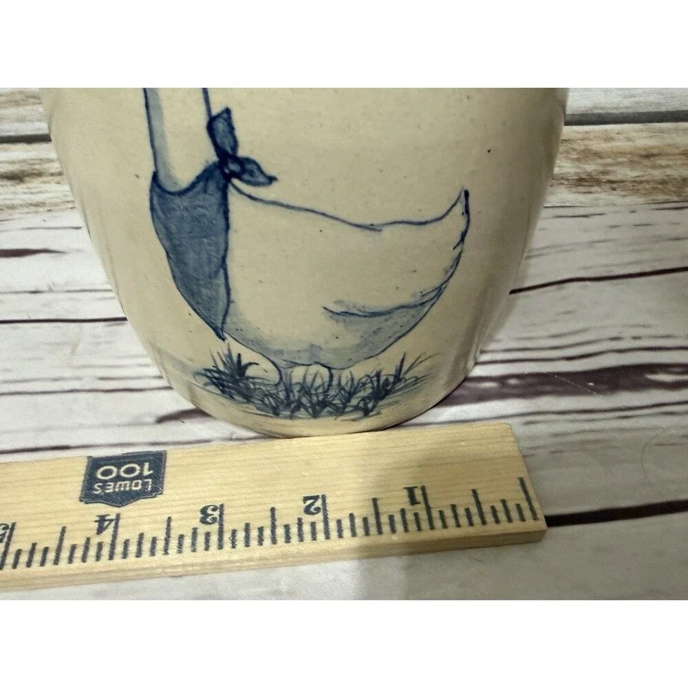 Stoneware Pitcher Jug Goose Design Cottagecore Country Blue Geese
